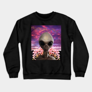 Vaporwave Alien Goa Trip Party Techno Club Pilze Crewneck Sweatshirt